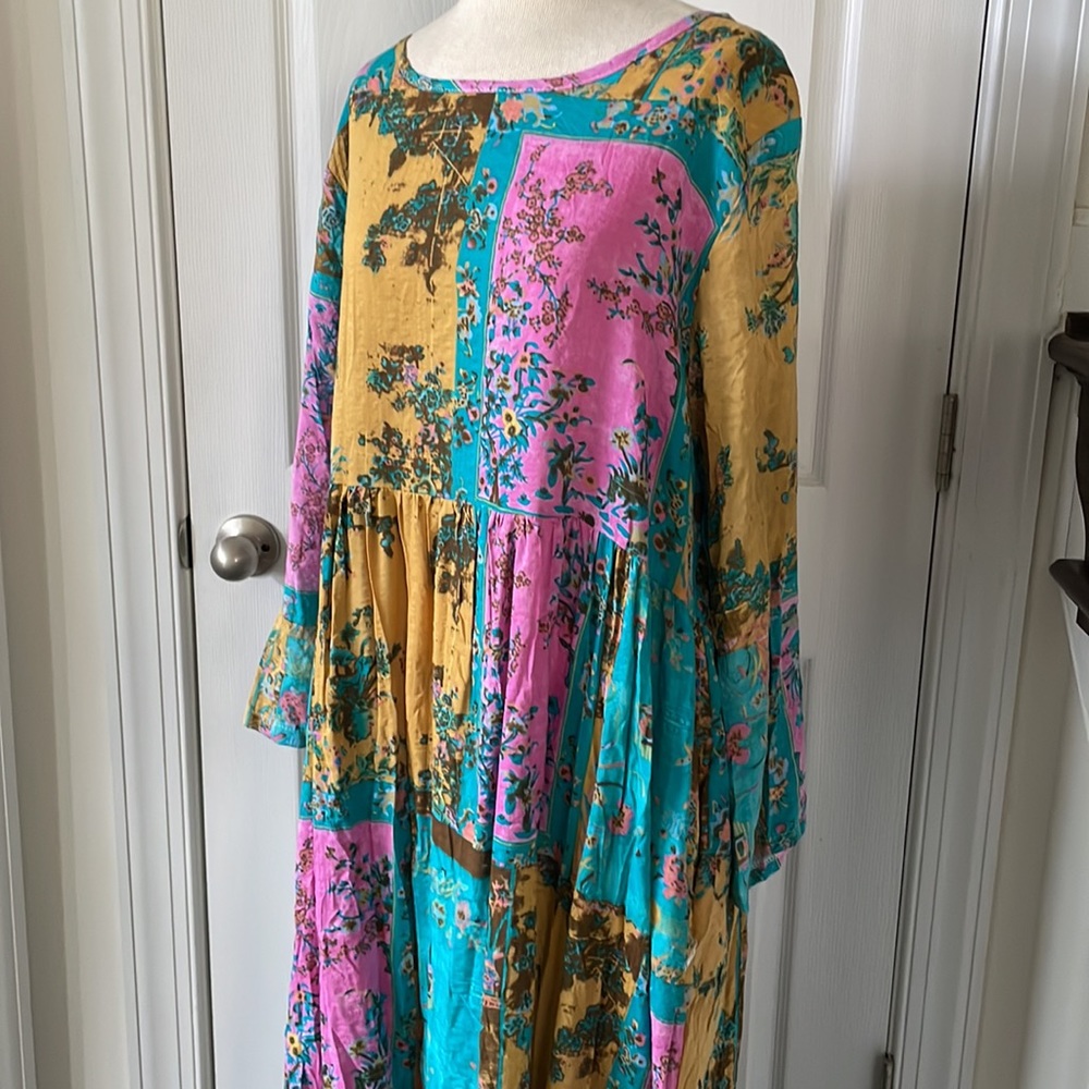 Handmade VIBRANT boho maxi dress beach cover loungewear XL NWOT - Picture 4 of 7
